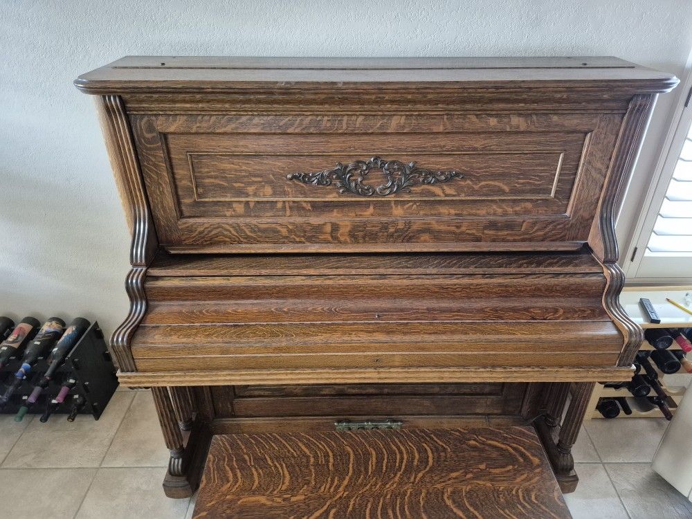Original Antique American Oak Piano