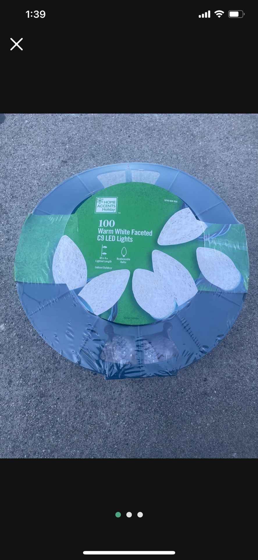 New Home Accents Christmas Holidays 100 Count Warm White Faceted C9 Led Lights