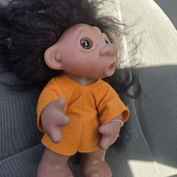 Vintage Troll Doll DAM 10" 1977 Thumb Sucker Pink Clothing  Brown Hair