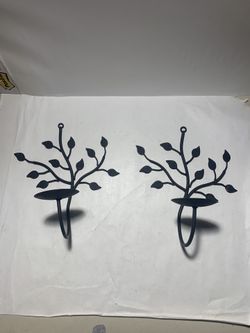 Wrought Iron Wall Candle Holders 2 - 12”x13”