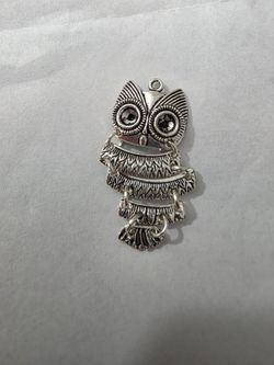 Silver Owl Articulated Pendant Charm