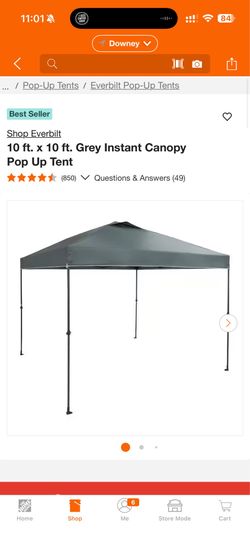 Everbilt 10 ft. x 10 ft. Grey Instant Canopy Pop Up Tent