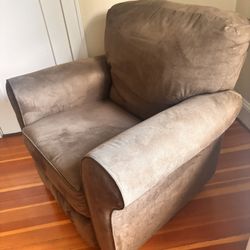 Brown sueded velvet recliner
