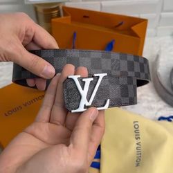 Black and grey lv belt