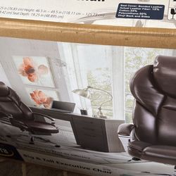 Serta Office Chair, Heavy Duty Brown Bonded Leather Upholstery