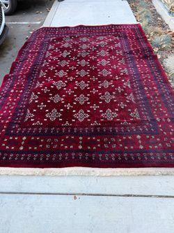 Large Red Traditional Area Rug with Fringe