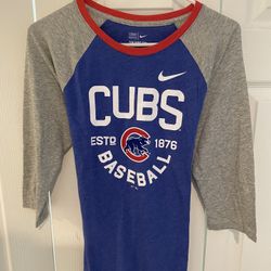 Nike Women’s Chicago Cubs HEather Royal Tri-Blend 3/4 Sleeve Shirt Size Medium
