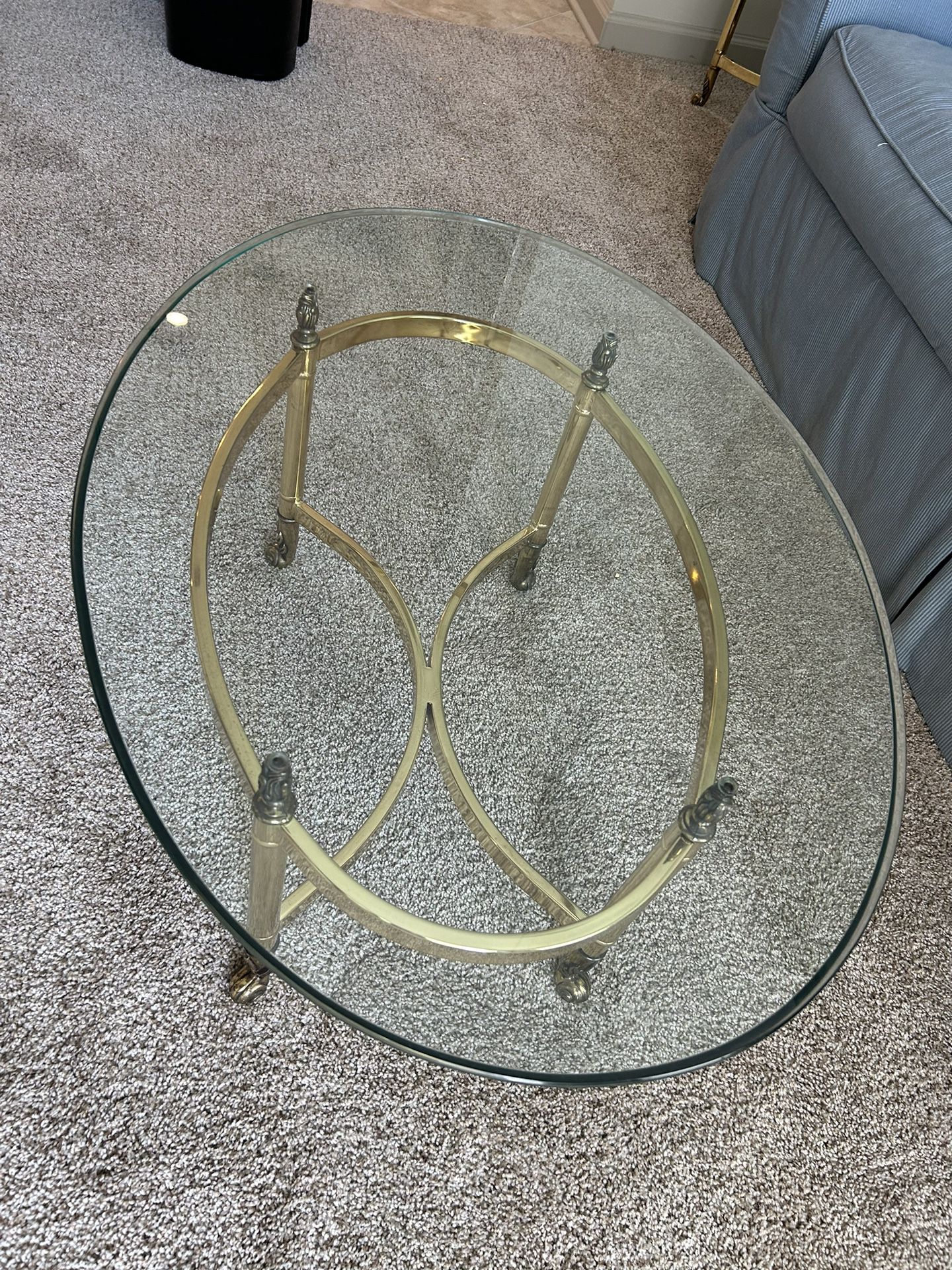 Three Beveled Glass, End Tables And Coffee Table Excellent Condition