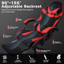 NEW Ergonomic Gaming Chair w/90°-150° Reclining, Backrest & Footrest, Headrest & Lumbar Support