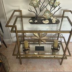 Metal gold toned bar table