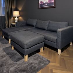 IKEA Sectional Sofa Couch with Chaise and Ottoman