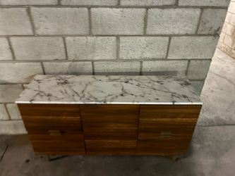 Mid-Century Walnut Dresser with Marble Top