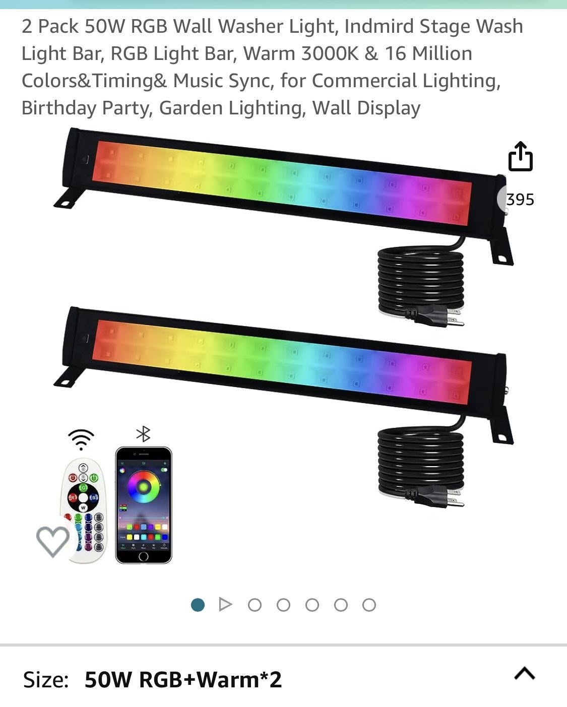 2 Pack 50W RGB Wall Washer Light, Indmird Stage Wash Light Bar, RGB Light Bar, Warm 3000K & 16 Million Colors&Timing& Music Sync, for Commercial Light
