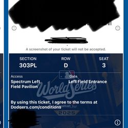 Dodgers World Series Ticket