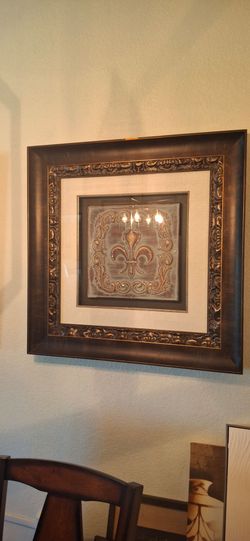 2 Fleur de lis Framed Art Wall Hangings