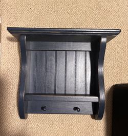 Beautiful Blue Wood Shelf With Pegs