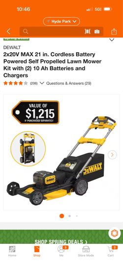 2x20V MAX 21 in. Cordless Battery Powered Self Propelled Lawn Mower Kit with (2) 10 Ah Batteries and Chargers  new $399 firm