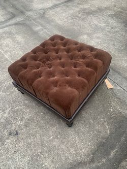 Large Brown Tufted Velvet Ottoman