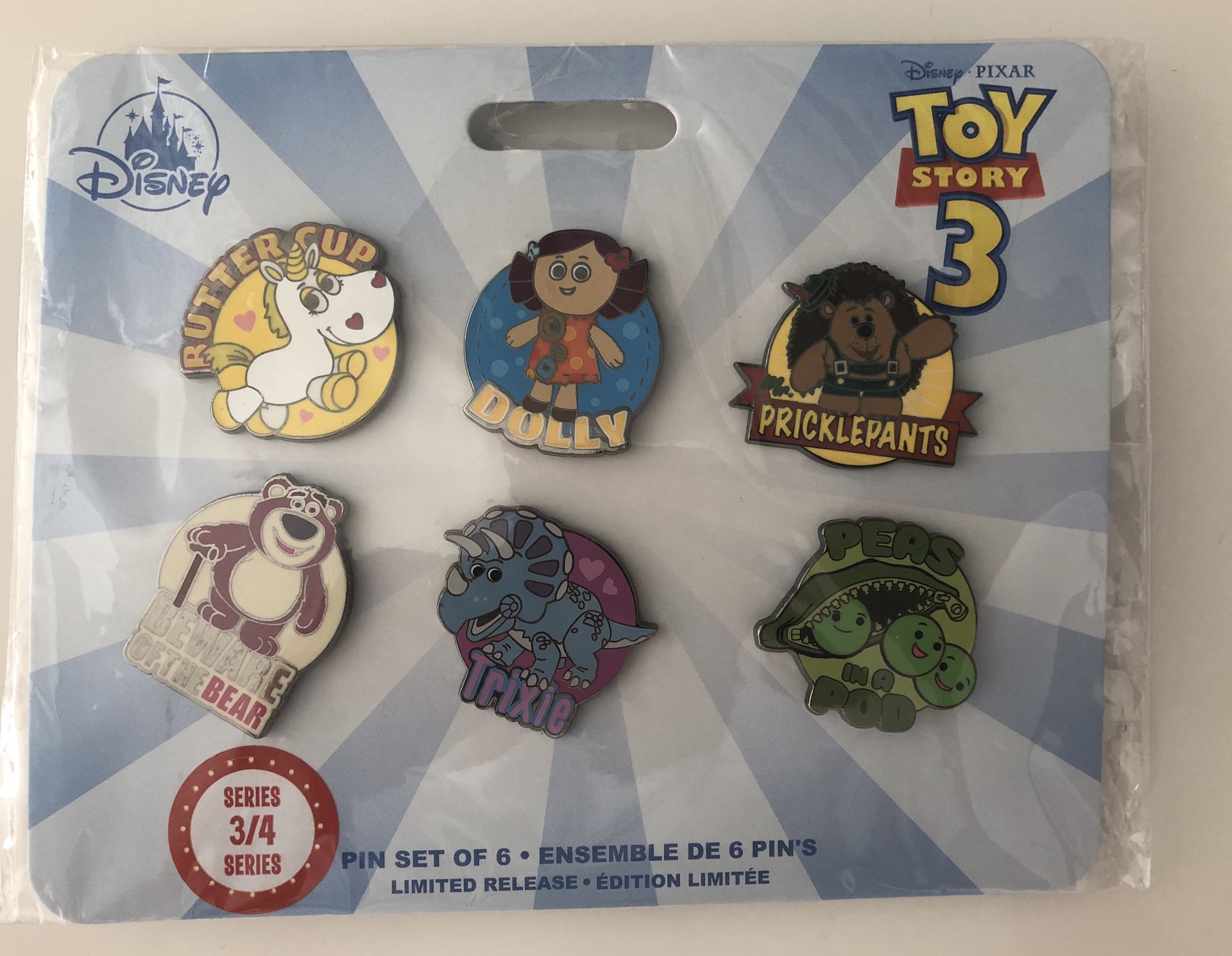 Toy Story 3 Pin Set Of 6 - Limited Release Disney Pixar Buttercup Lotso Trixie