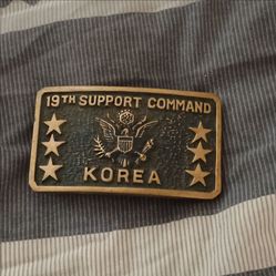19th Support Command Korea Military Belt Buckle Original Militaria