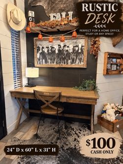 🌿Rustic Farmhouse Wood Desk/Entry Table