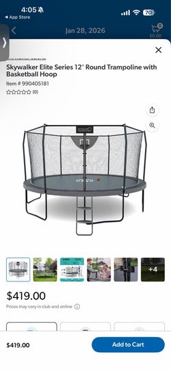 Skywalker Round Trampoline w/ Basketball Hoop