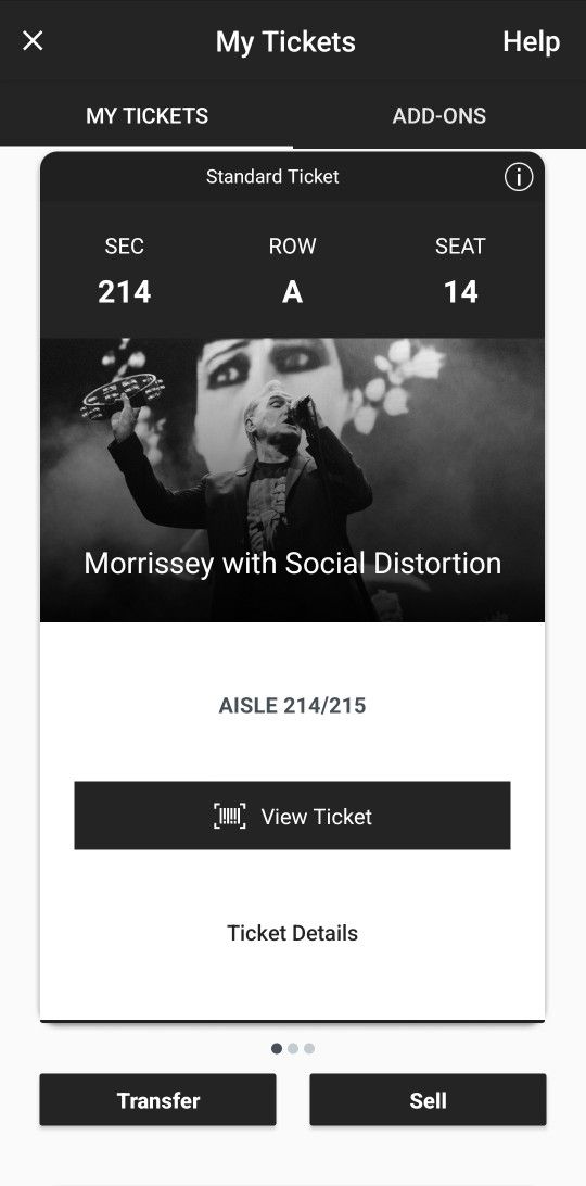 3 Tickets to Morrissey & Social Distortion 10/18