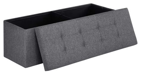 SONGMICS MAZIE Collection - 43 Inches Folding Storage Ottoman Bench, Ottoman Foot Rest, End of Bed Bench, Storage Chest, Load 660 lb, for Living Room,