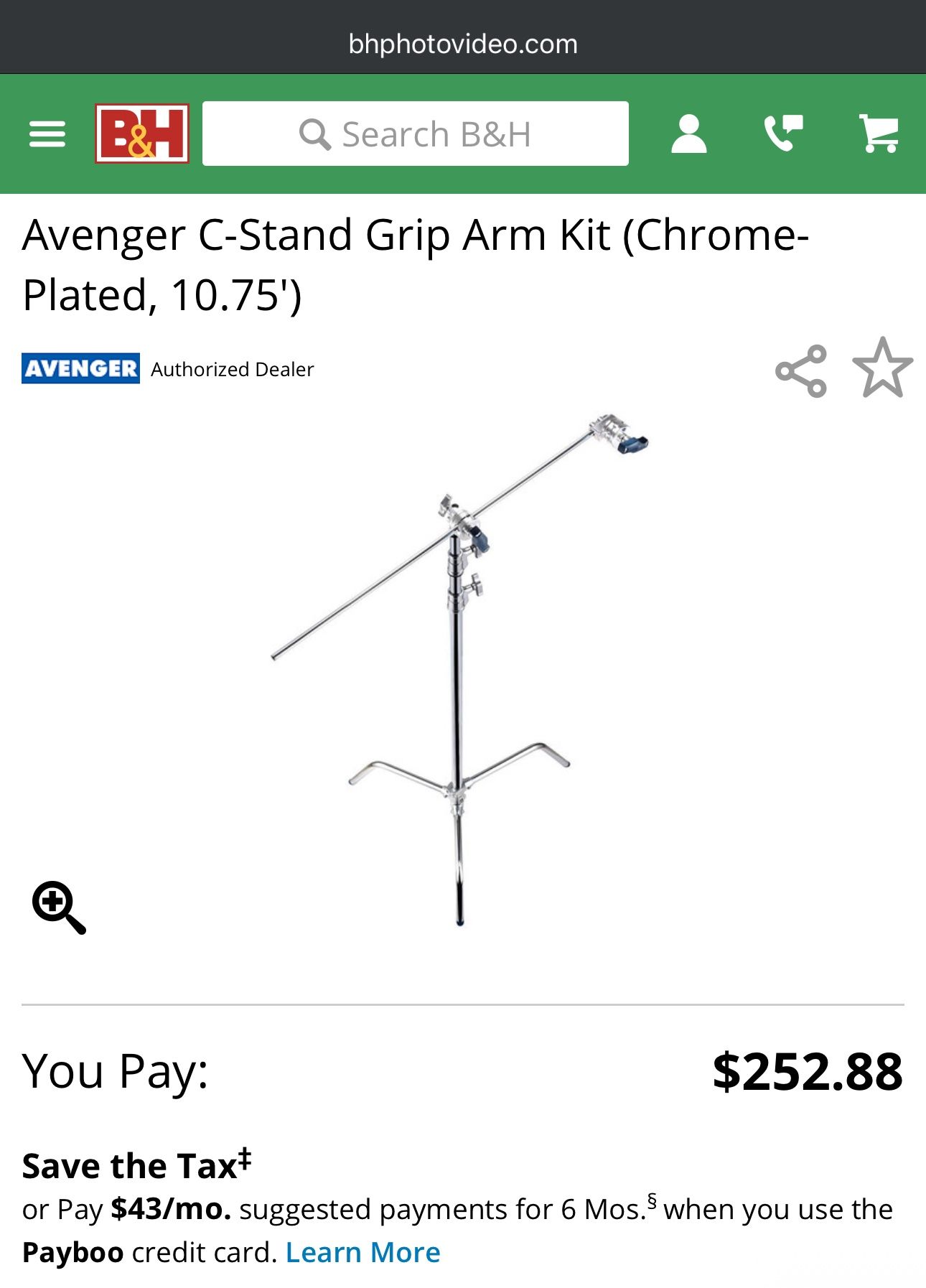 Avenger C-Stand (Chrome-Plated, 10.75')