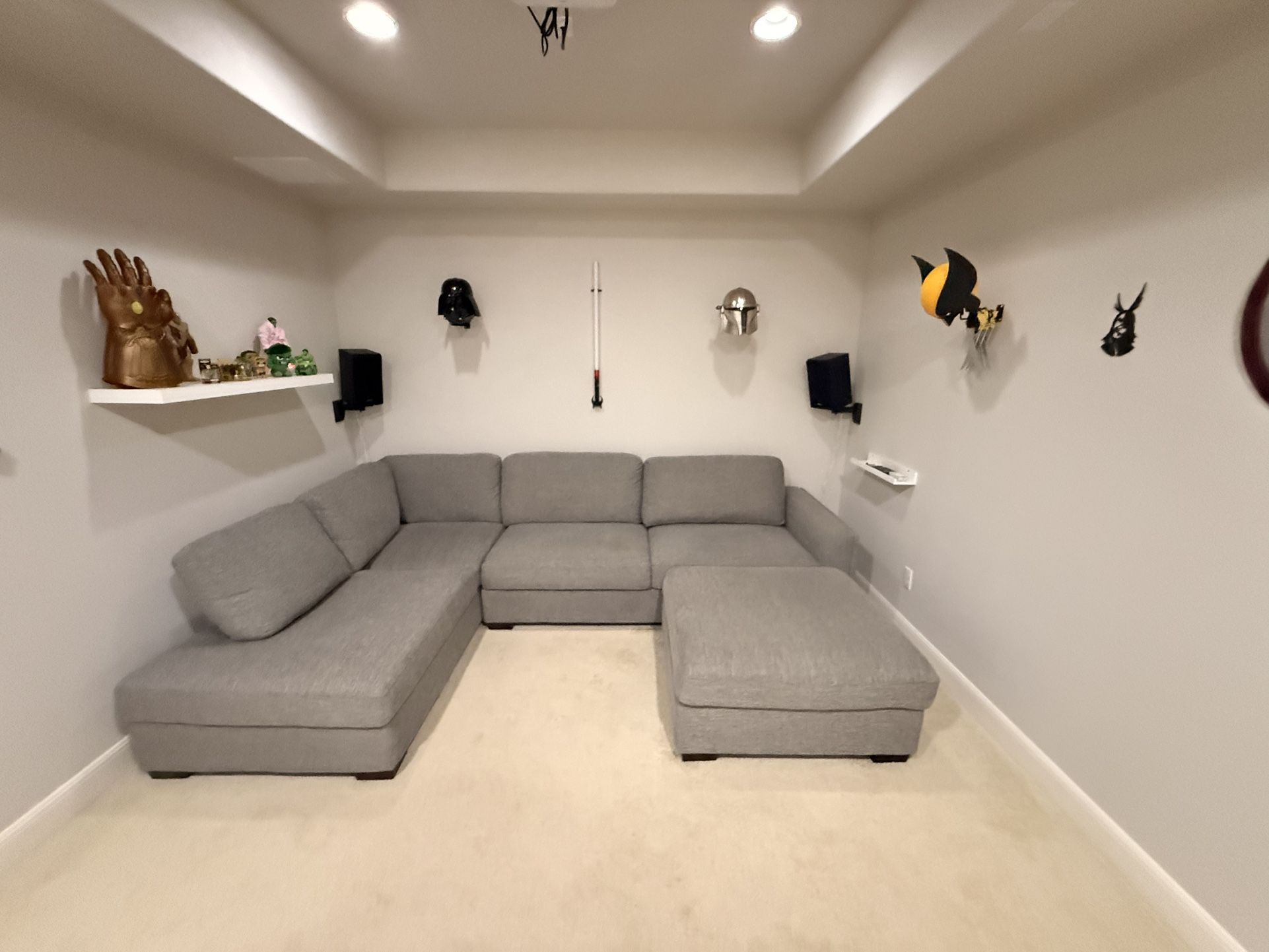 Gray 122β Maycen Sectional Couch w/ Ottoman β Modern Fabric Sofa