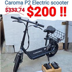 Caroma Electric Scooter with Seat for Adults, Max 30Miles Ranges & 20Mph, 500w Motor, 14" Tire Foldable E-Scooter with Basket for Pets & Cargo, 300lbs