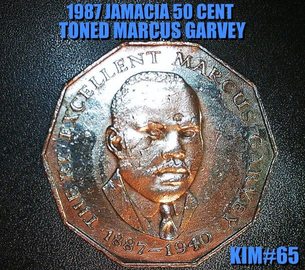 1987 JAMACIA MARCUS GARVEY LARGE TONED 50 CENT AS SHOWN !