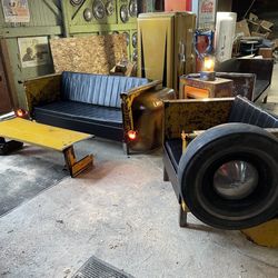 1955 Chevy Flareside man cave set Chair Couch Sofa Table Kustom Hot Rod Shell Gas