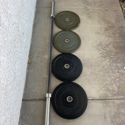 Olympic Weightlifting 45 lbs Bar and Bumper Plates