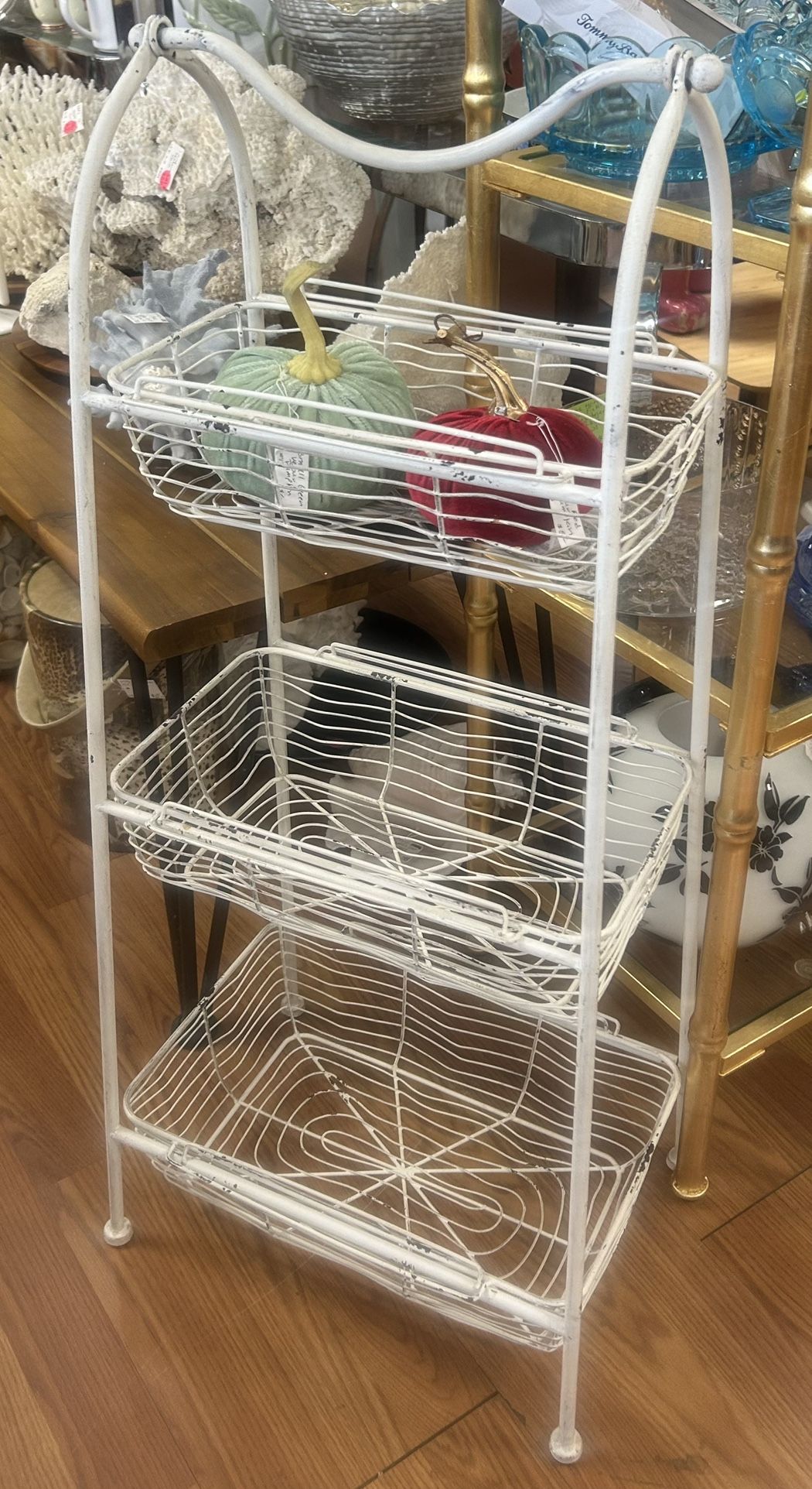 Shabby Chic Farmhouse white three tier rack