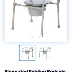 New Elongated Folding Bedside Commode 
