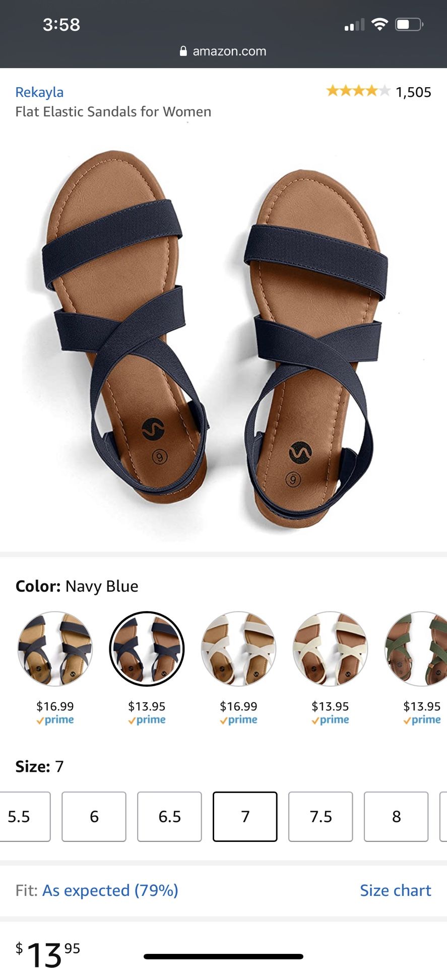 Brand new navy elastic flat sandals size 7