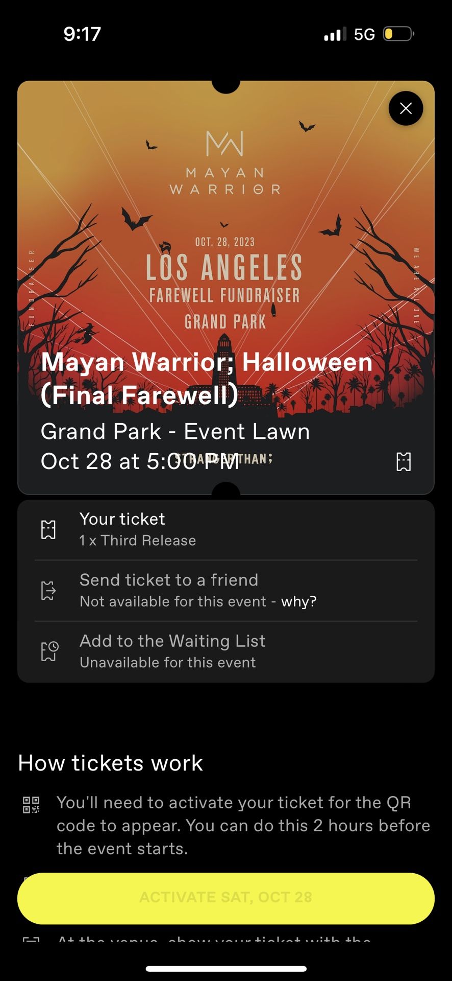 Mayan Warrior Ticket