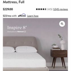 Mattress memory foam full size 8inch with zipped protector