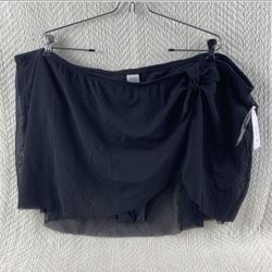 Black Swim Skirt with Mesh Panels