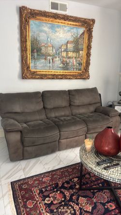 Gray Microfiber Recliner Sofa  (will negotiate)