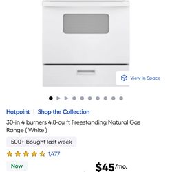 Hotpoint 30-in 4 burners 4.8-cu ft Freestanding Natural Gas Range (White )