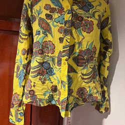 riachuelo dress suit shirt button top floral leaves long sleeve y2k riachuelo