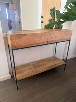 Black Metal and Wood Console/Entry Table