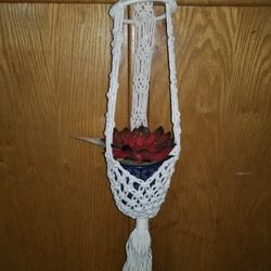 Ashland macrame hanging basket with decorative (no real) succulent vase.$30 value. New