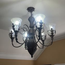 Bronze Chandelier With Glass Globes