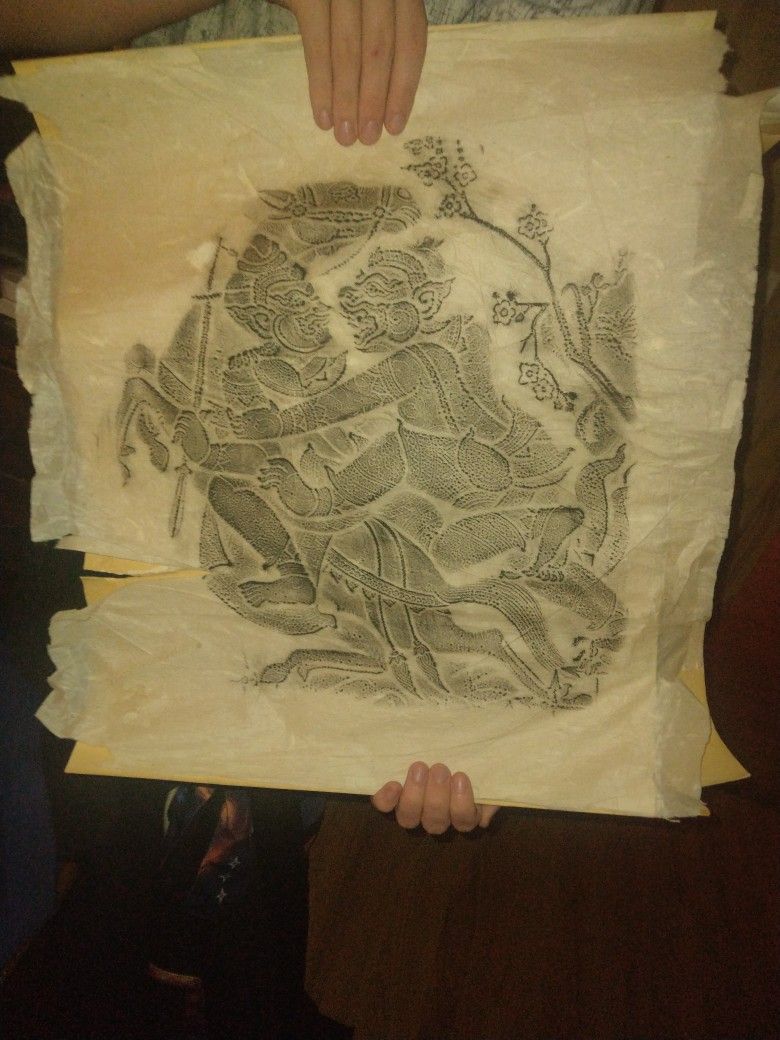 1960s Thai Charcoal Rubbings On Rice Paper