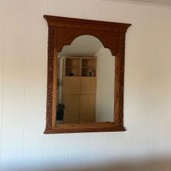 Large Wooden Antique Mirror 