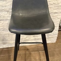 Set of 4 Modern Black Counter Stools – Faux Leather Seats, 25” Height, Assembled