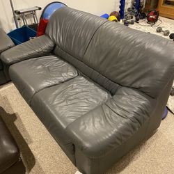 2 Grey Leather Couches